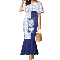 Personalised Northern Mariana Islands And Guam Family Matching Mermaid Dress and Hawaiian Shirt Latte Stone With Tribal Pattern