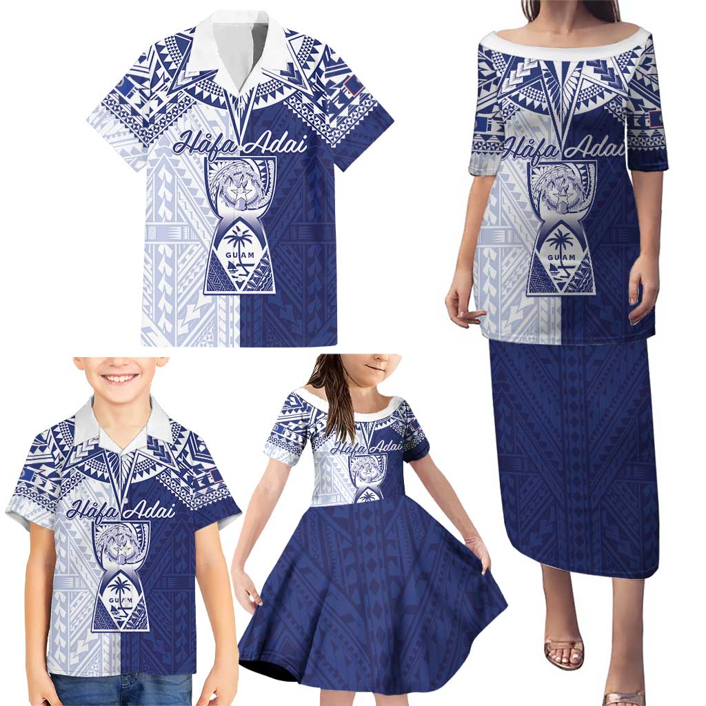 Personalised Northern Mariana Islands And Guam Family Matching Puletasi and Hawaiian Shirt Latte Stone With Tribal Pattern