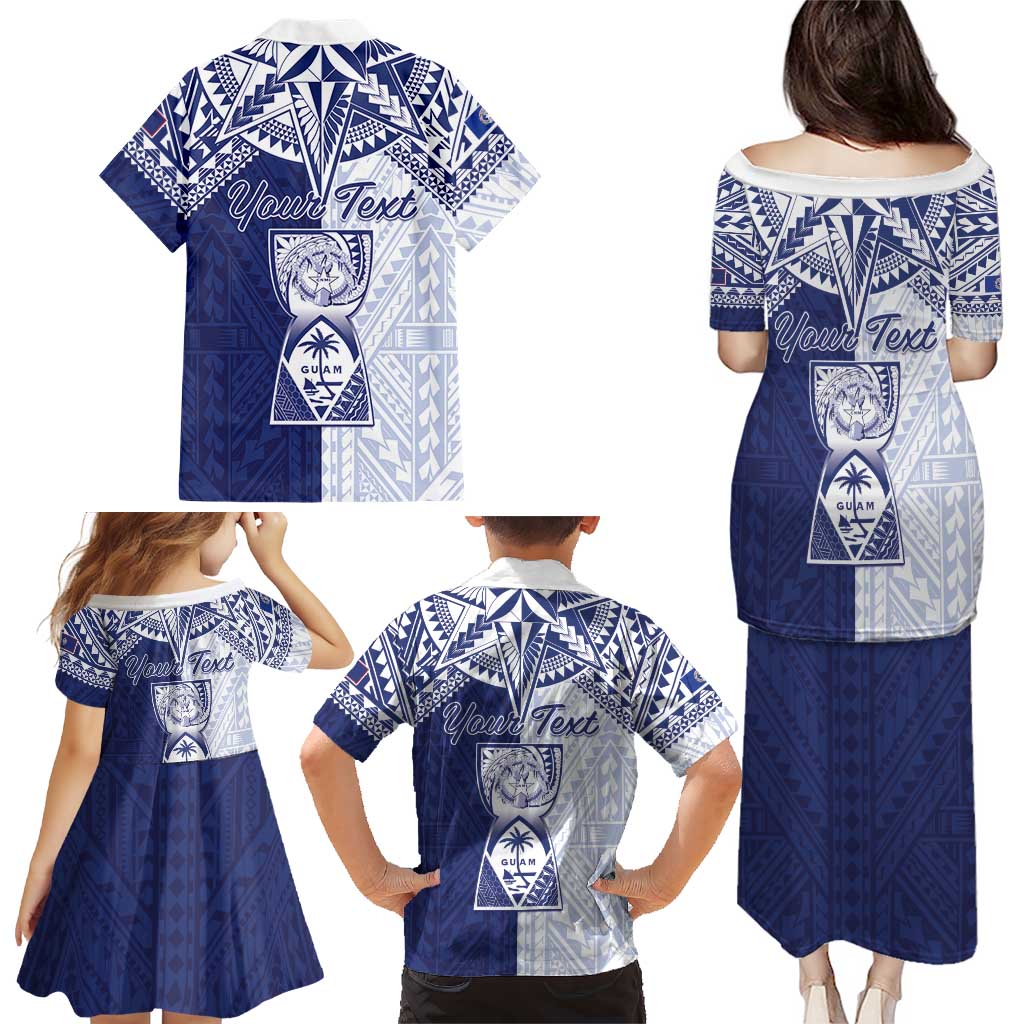 Personalised Northern Mariana Islands And Guam Family Matching Puletasi and Hawaiian Shirt Latte Stone With Tribal Pattern