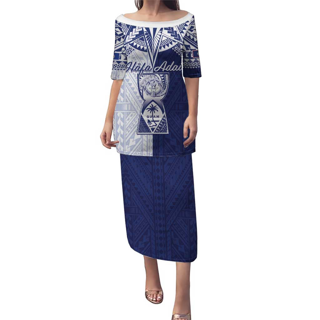 Personalised Northern Mariana Islands And Guam Family Matching Puletasi and Hawaiian Shirt Latte Stone With Tribal Pattern