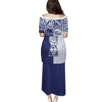 Personalised Northern Mariana Islands And Guam Family Matching Puletasi and Hawaiian Shirt Latte Stone With Tribal Pattern