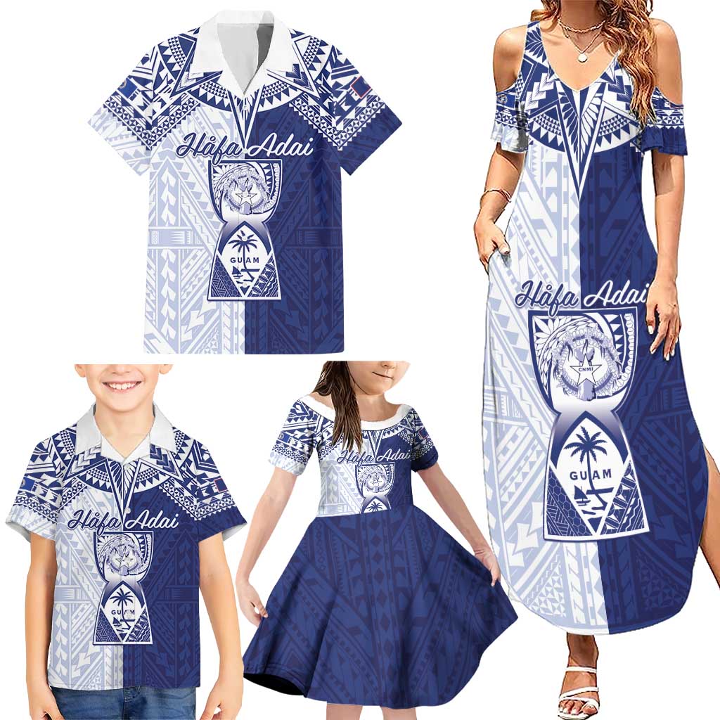 Personalised Northern Mariana Islands And Guam Family Matching Summer Maxi Dress and Hawaiian Shirt Latte Stone With Tribal Pattern LT05 - Polynesian Pride