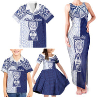 Personalised Northern Mariana Islands And Guam Family Matching Tank Maxi Dress and Hawaiian Shirt Latte Stone With Tribal Pattern