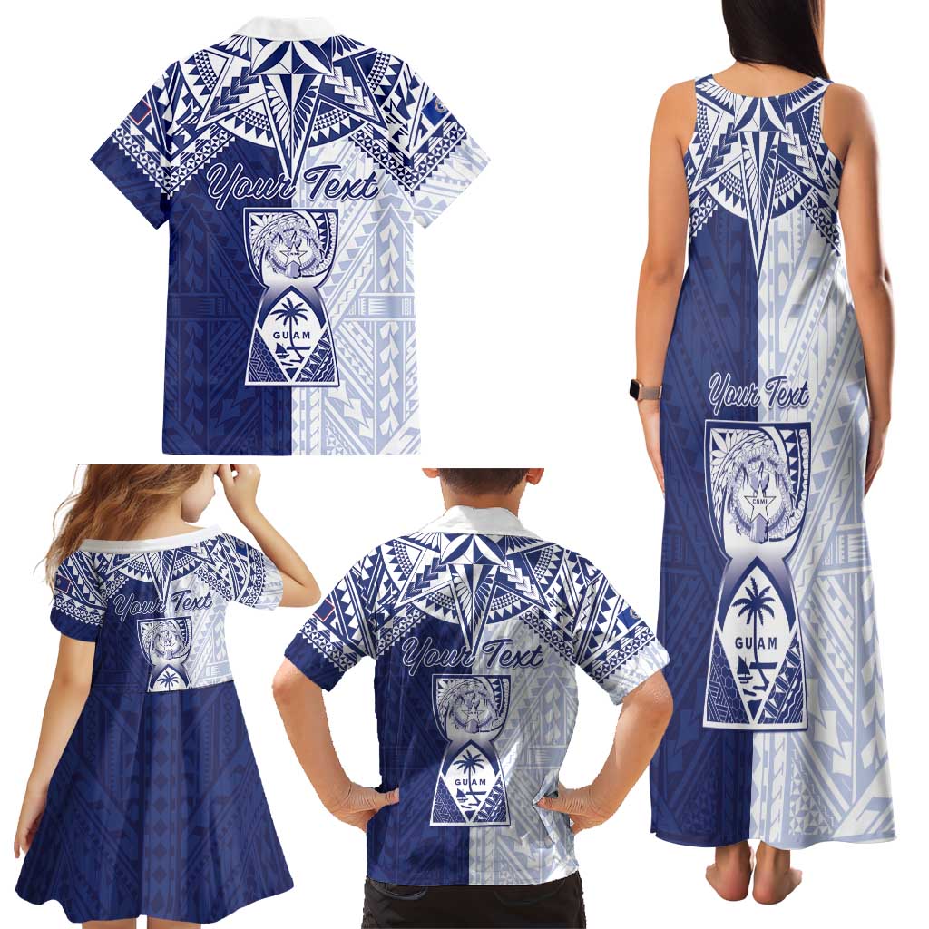 Personalised Northern Mariana Islands And Guam Family Matching Tank Maxi Dress and Hawaiian Shirt Latte Stone With Tribal Pattern