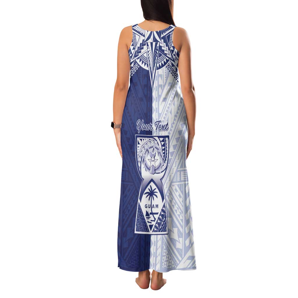 Personalised Northern Mariana Islands And Guam Family Matching Tank Maxi Dress and Hawaiian Shirt Latte Stone With Tribal Pattern