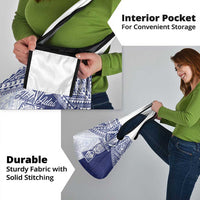 Northern Mariana Islands And Guam Grocery Bag Latte Stone With Tribal Pattern