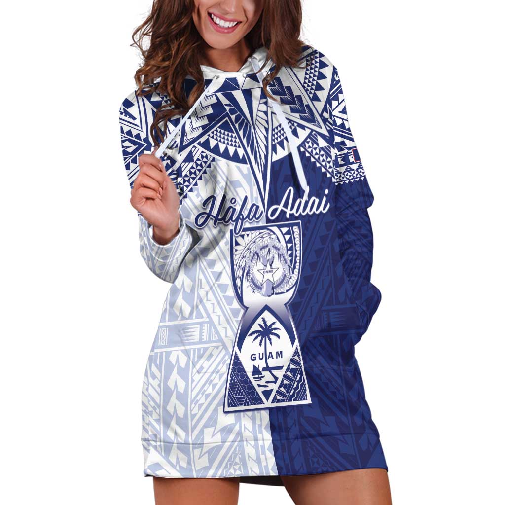 Personalised Northern Mariana Islands And Guam Hoodie Dress Latte Stone With Tribal Pattern