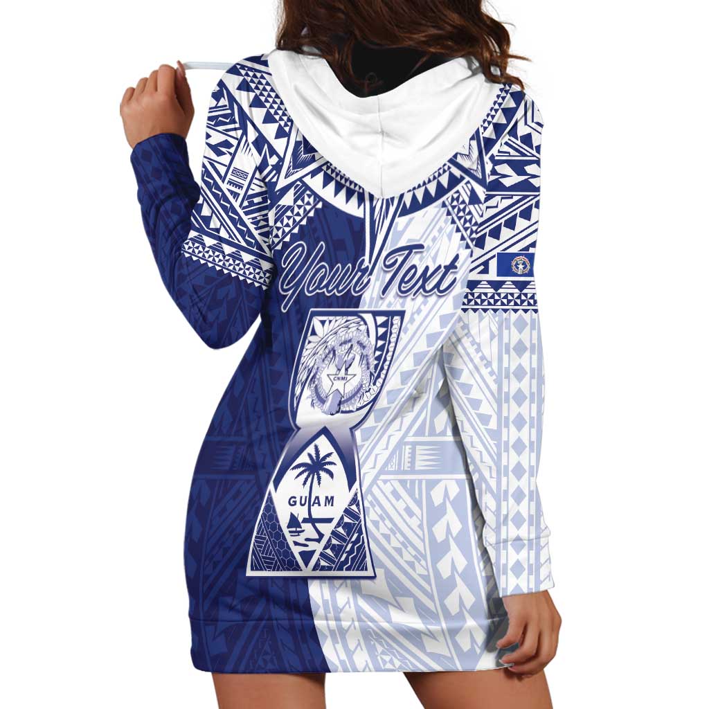 Personalised Northern Mariana Islands And Guam Hoodie Dress Latte Stone With Tribal Pattern