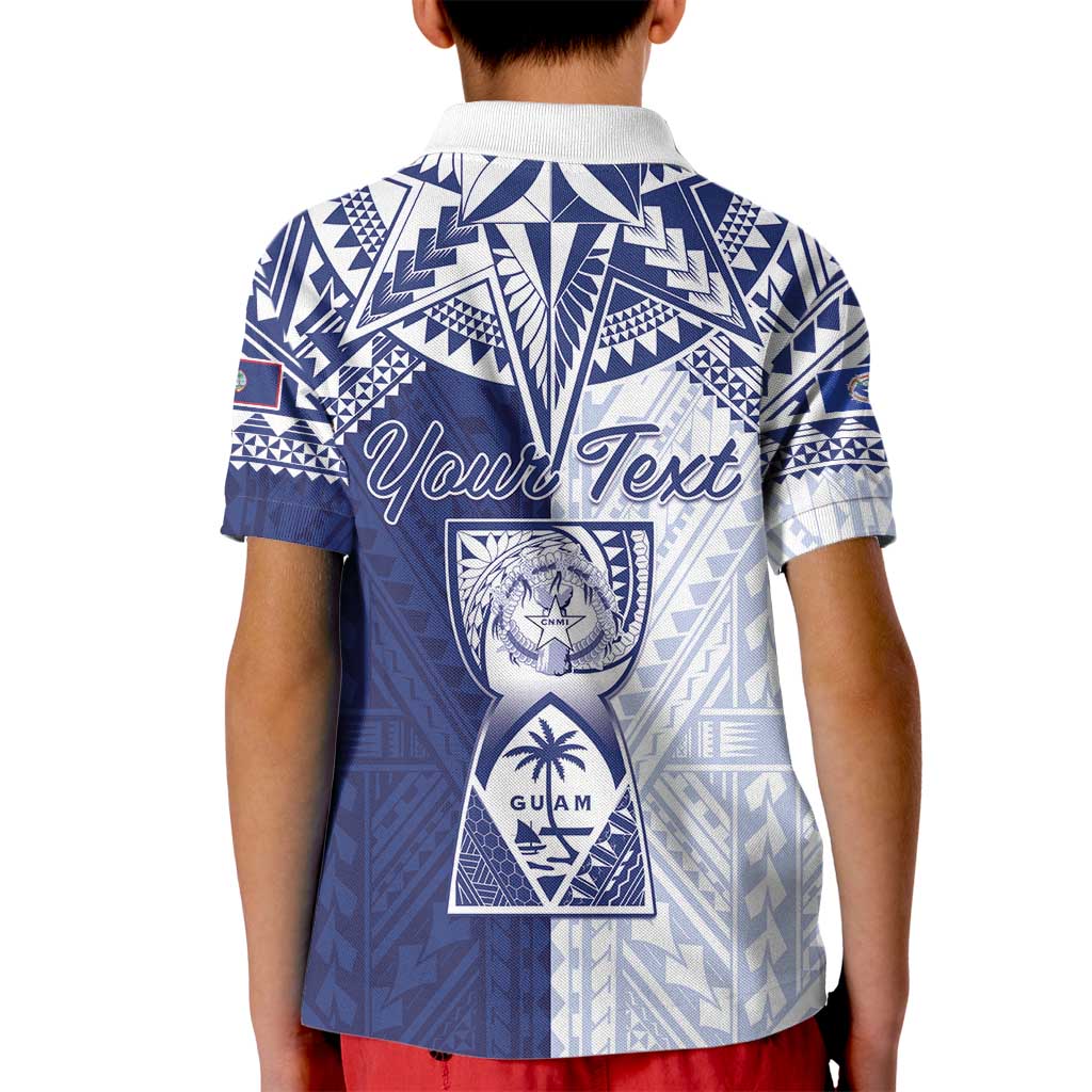 Personalised Northern Mariana Islands And Guam Kid Polo Shirt Latte Stone With Tribal Pattern