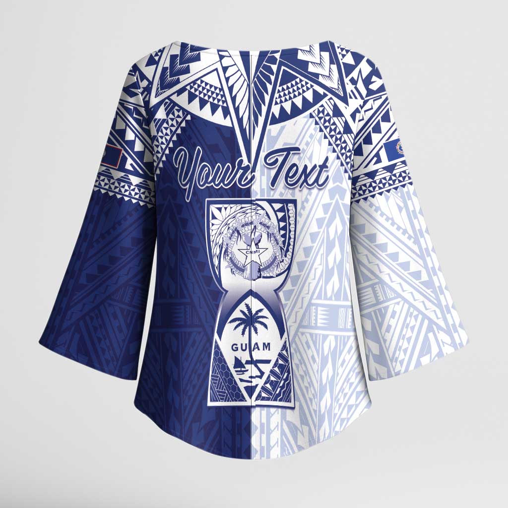 Personalised Northern Mariana Islands And Guam Kimono Sleeve Blouse Latte Stone With Tribal Pattern
