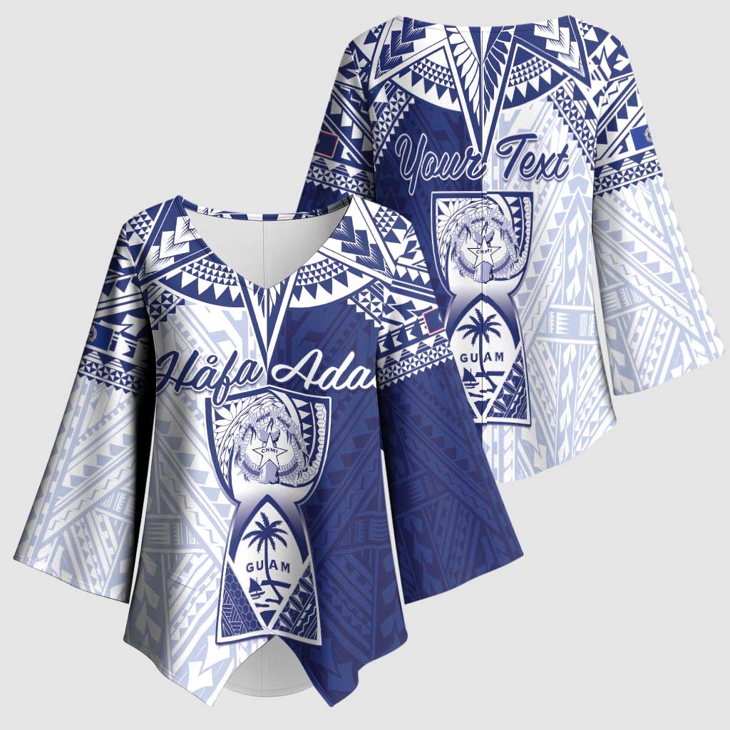 Personalised Northern Mariana Islands And Guam Kimono Sleeve Blouse Latte Stone With Tribal Pattern