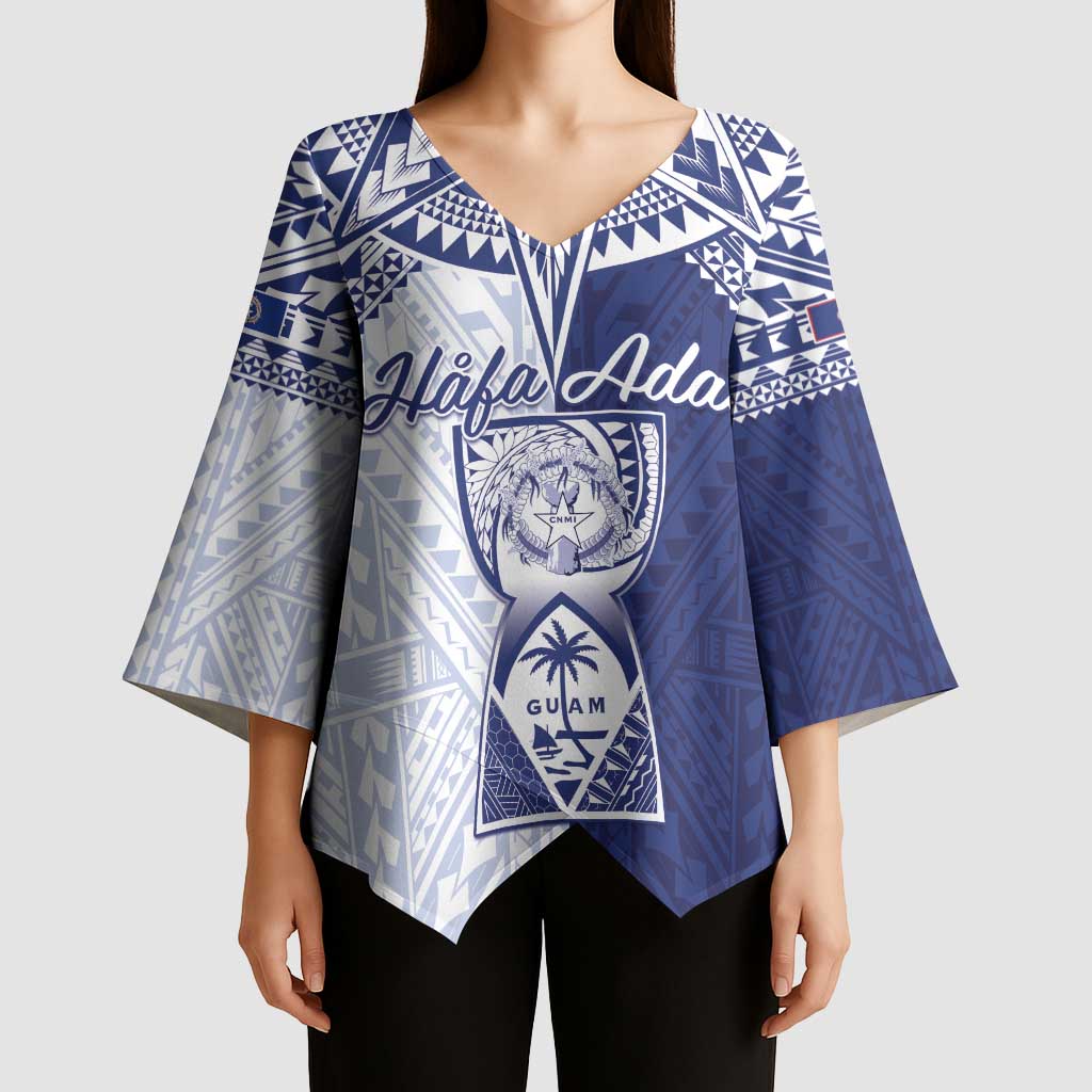 Personalised Northern Mariana Islands And Guam Kimono Sleeve Blouse Latte Stone With Tribal Pattern