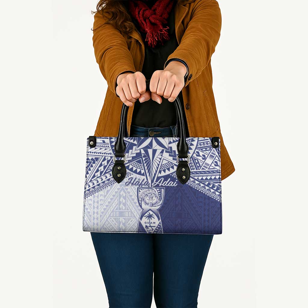 Northern Mariana Islands And Guam Leather Bag Latte Stone With Tribal Pattern