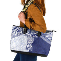 Northern Mariana Islands And Guam Leather Tote Bag Latte Stone With Tribal Pattern