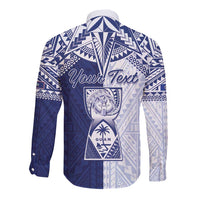 Personalised Northern Mariana Islands And Guam Long Sleeve Button Shirt Latte Stone With Tribal Pattern
