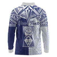 Personalised Northern Mariana Islands And Guam Long Sleeve Polo Shirt Latte Stone With Tribal Pattern