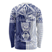 Personalised Northern Mariana Islands And Guam Long Sleeve Shirt Latte Stone With Tribal Pattern