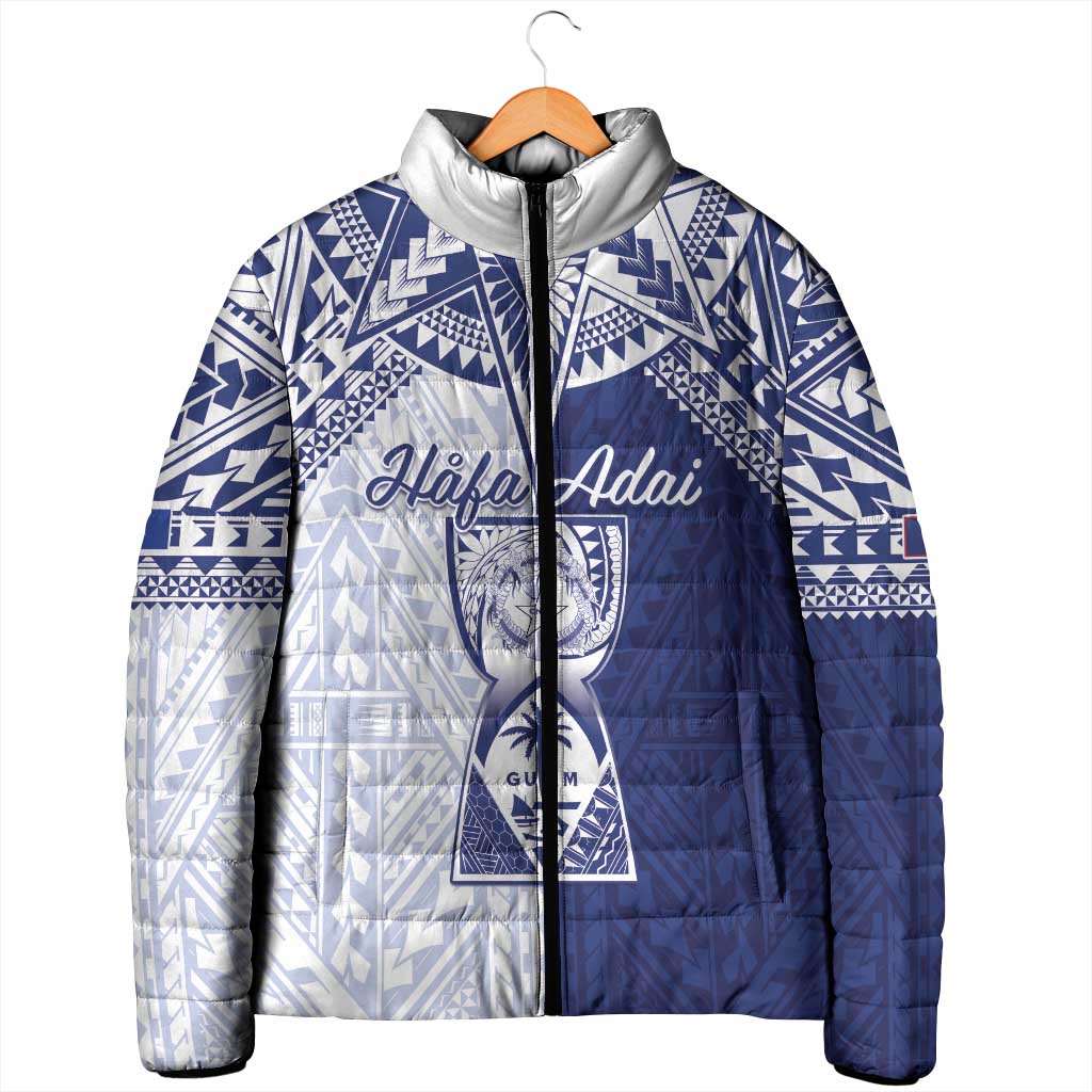 Personalised Northern Mariana Islands And Guam Padded Jacket Latte Stone With Tribal Pattern