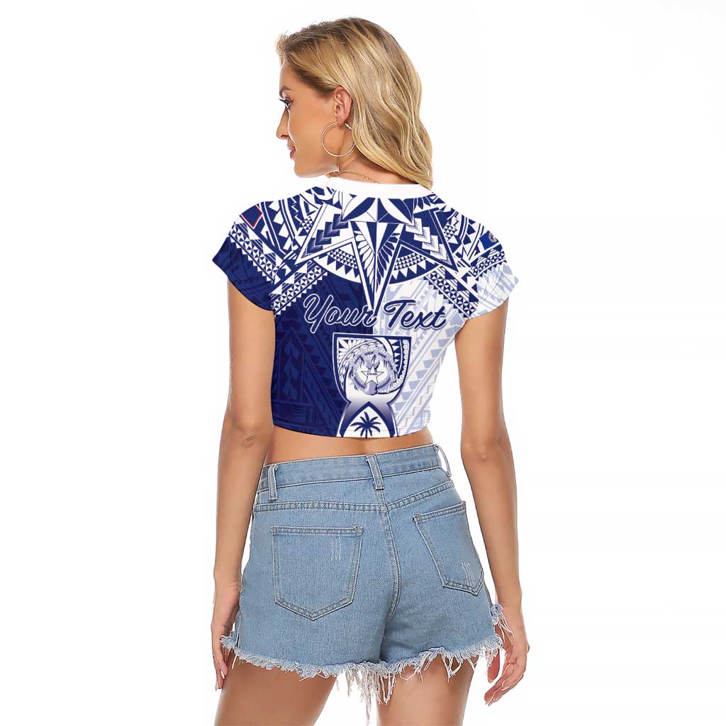 Personalised Northern Mariana Islands And Guam Raglan Cropped T Shirt Latte Stone With Tribal Pattern