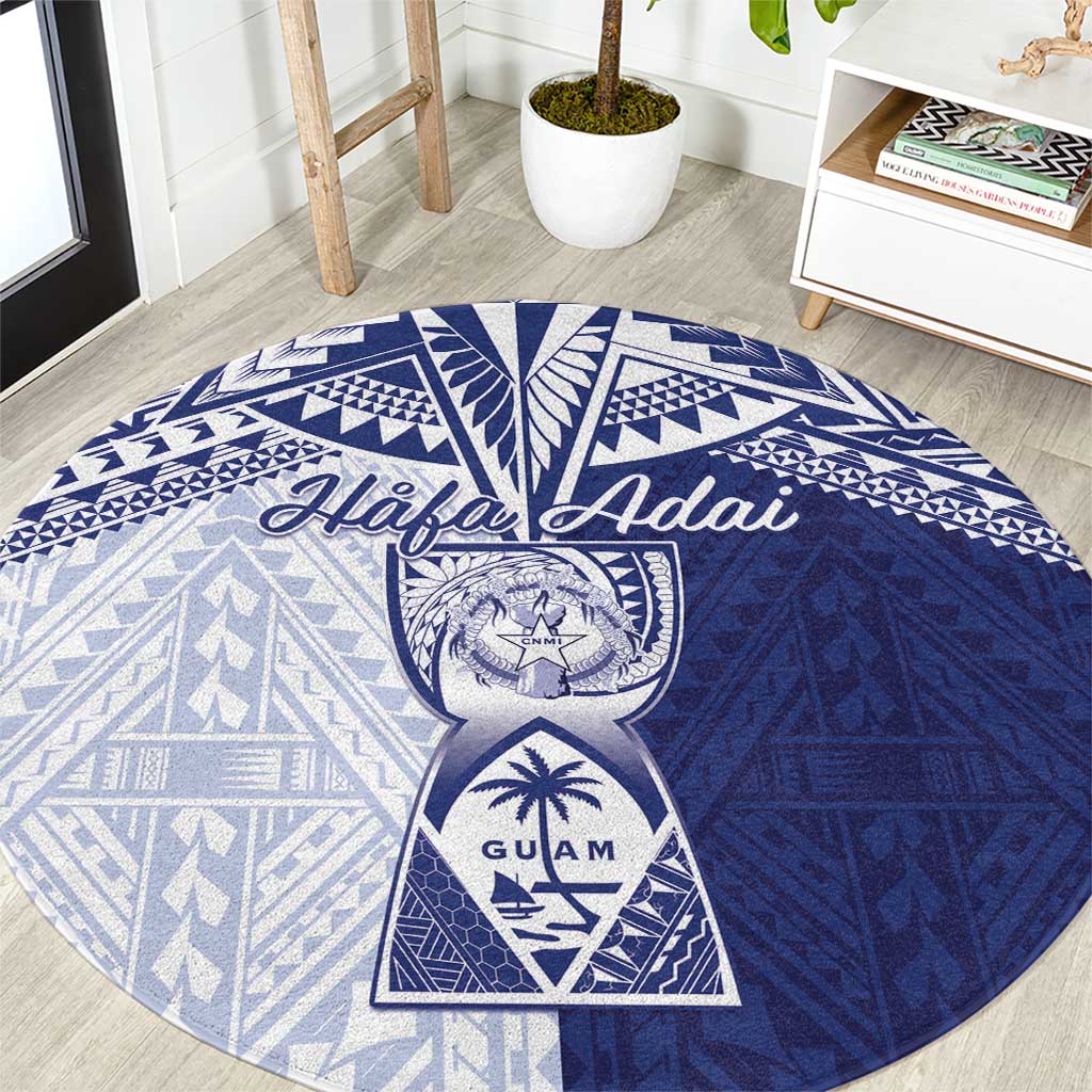 Northern Mariana Islands And Guam Round Carpet Latte Stone With Tribal Pattern