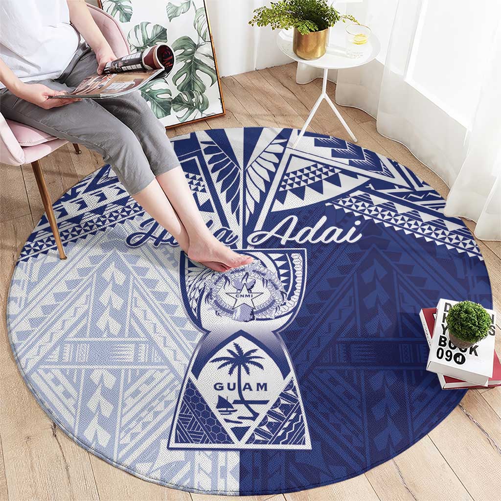 Northern Mariana Islands And Guam Round Carpet Latte Stone With Tribal Pattern