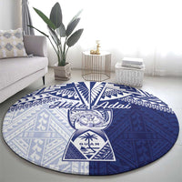 Northern Mariana Islands And Guam Round Carpet Latte Stone With Tribal Pattern