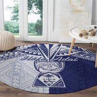 Northern Mariana Islands And Guam Round Carpet Latte Stone With Tribal Pattern