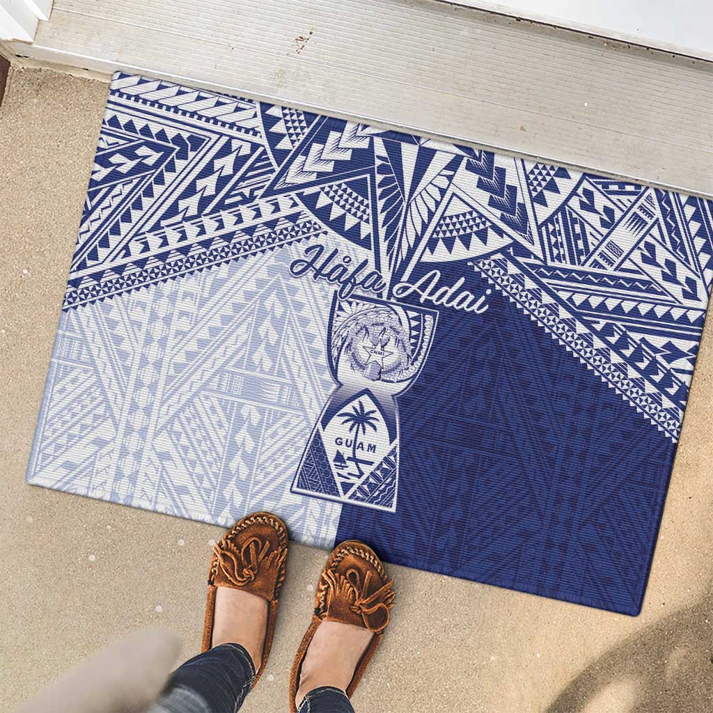 Northern Mariana Islands And Guam Rubber Doormat Latte Stone With Tribal Pattern