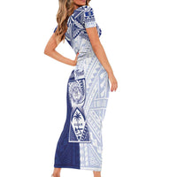 Personalised Northern Mariana Islands And Guam Short Sleeve Bodycon Dress Latte Stone With Tribal Pattern