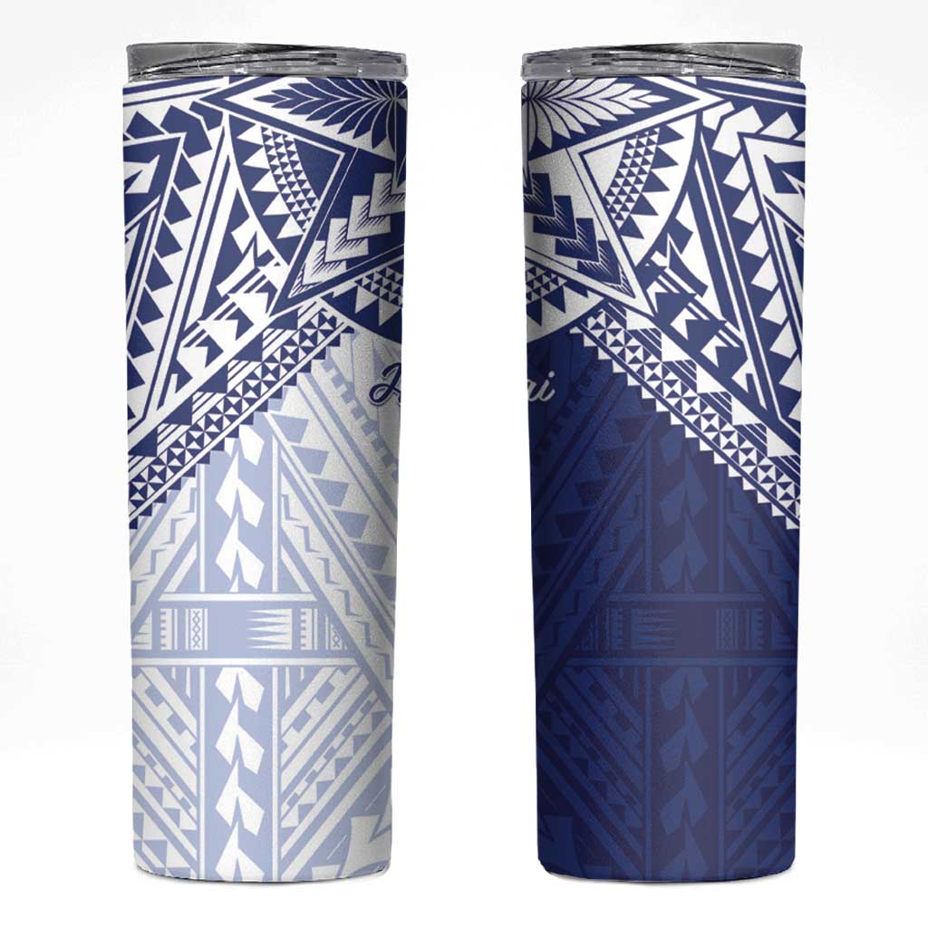 Northern Mariana Islands And Guam Skinny Tumbler Latte Stone With Tribal Pattern