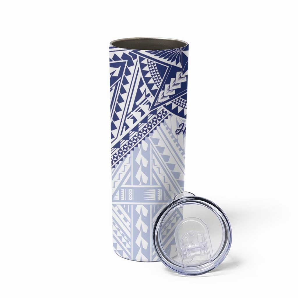 Northern Mariana Islands And Guam Skinny Tumbler Latte Stone With Tribal Pattern