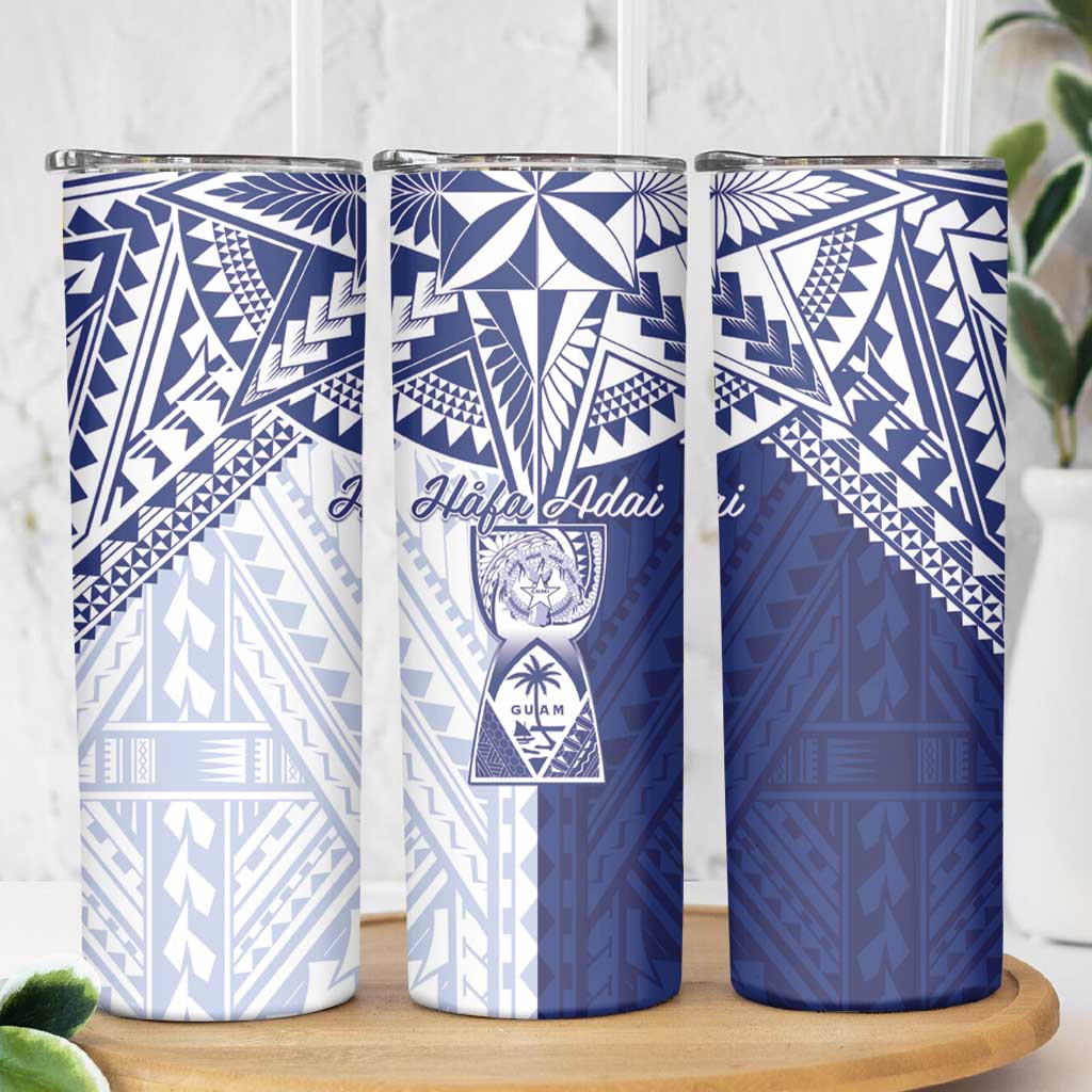 Northern Mariana Islands And Guam Skinny Tumbler Latte Stone With Tribal Pattern