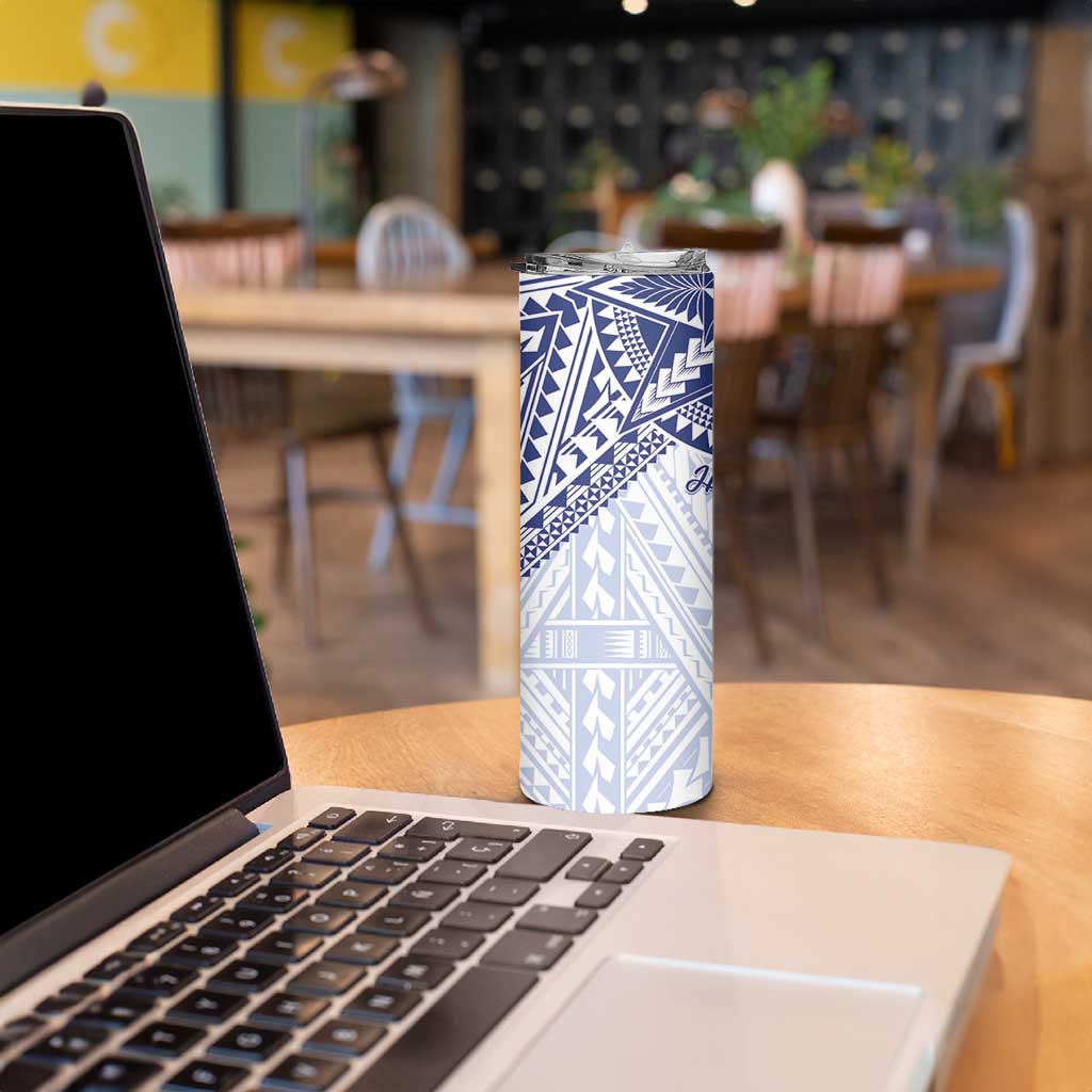 Northern Mariana Islands And Guam Skinny Tumbler Latte Stone With Tribal Pattern