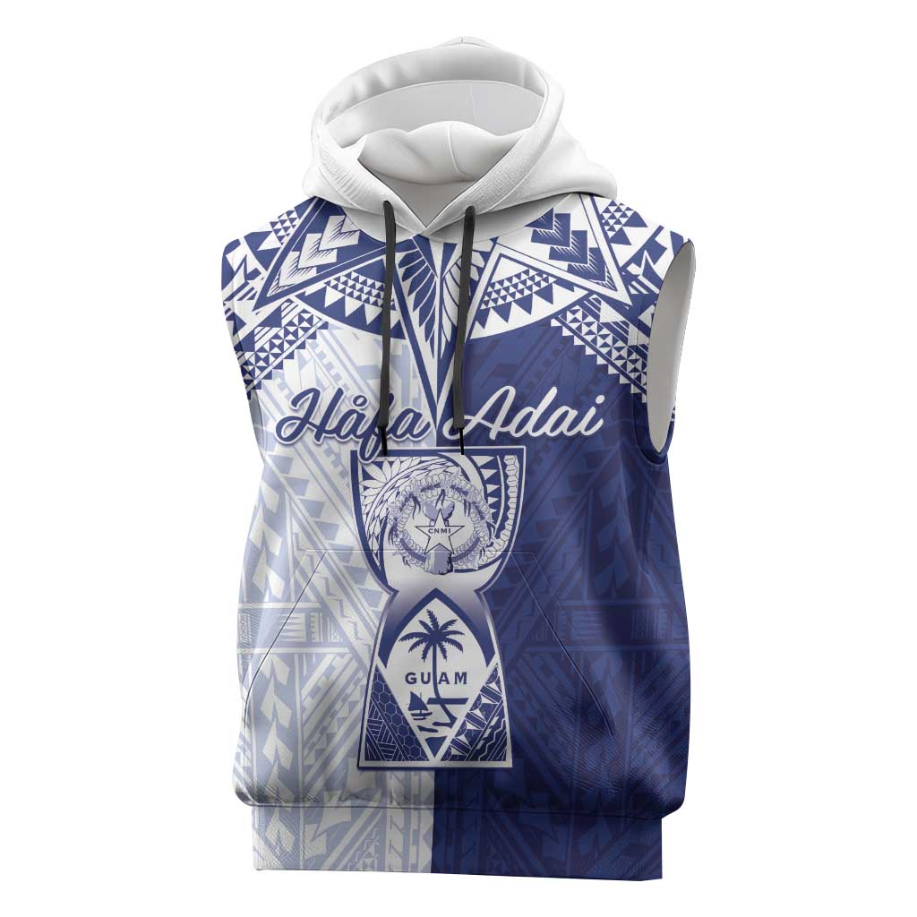 Personalised Northern Mariana Islands And Guam Sleeveless Hoodie Latte Stone With Tribal Pattern