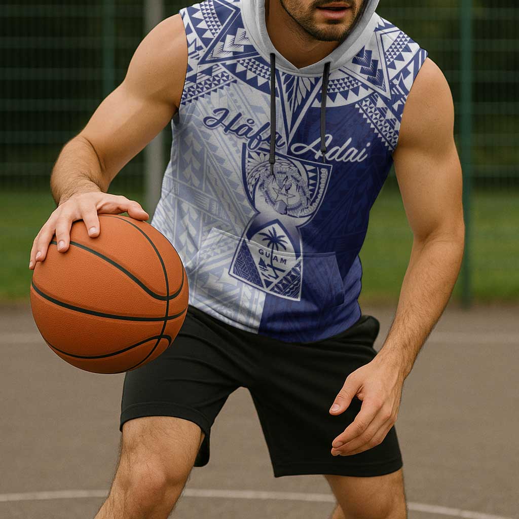 Personalised Northern Mariana Islands And Guam Sleeveless Hoodie Latte Stone With Tribal Pattern