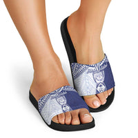 Northern Mariana Islands And Guam Slide Sandals Latte Stone With Tribal Pattern