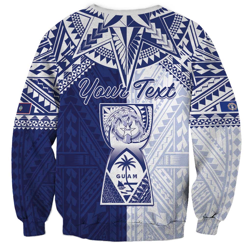 Personalised Northern Mariana Islands And Guam Sweatshirt Latte Stone With Tribal Pattern