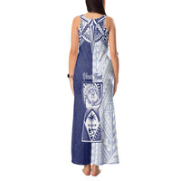 Personalised Northern Mariana Islands And Guam Tank Maxi Dress Latte Stone With Tribal Pattern
