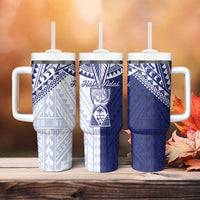 Northern Mariana Islands And Guam Tumbler With Handle Latte Stone With Tribal Pattern