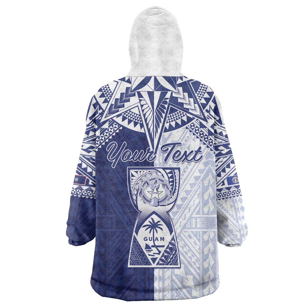 Personalised Northern Mariana Islands And Guam Wearable Blanket Hoodie Latte Stone With Tribal Pattern