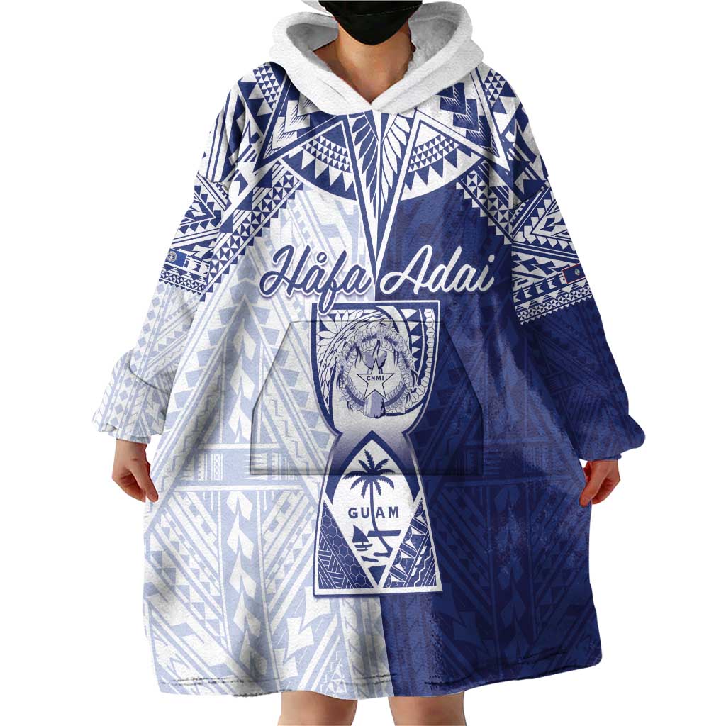 Personalised Northern Mariana Islands And Guam Wearable Blanket Hoodie Latte Stone With Tribal Pattern