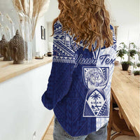 Personalised Northern Mariana Islands And Guam Women Casual Shirt Latte Stone With Tribal Pattern