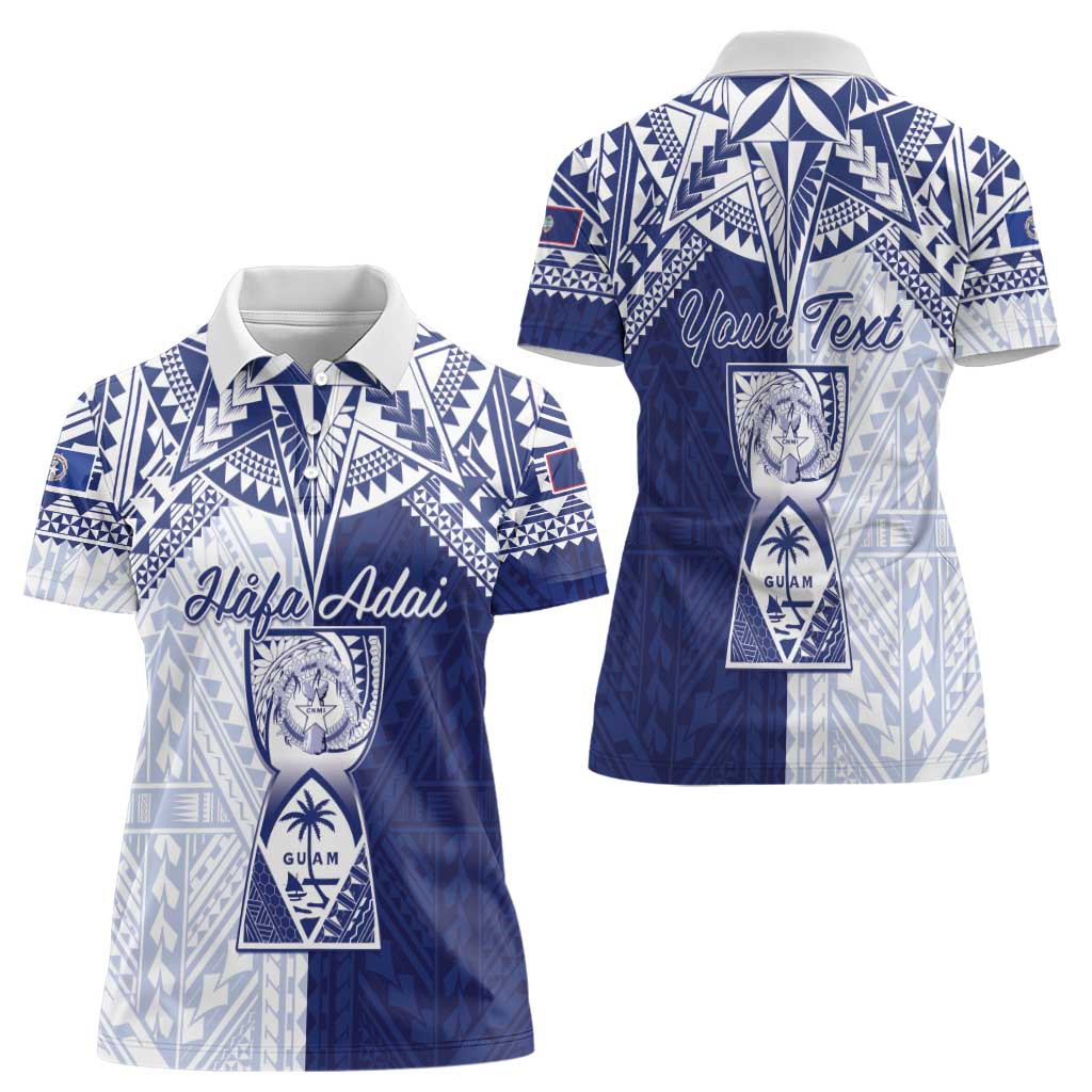 Personalised Northern Mariana Islands And Guam Women Polo Shirt Latte Stone With Tribal Pattern