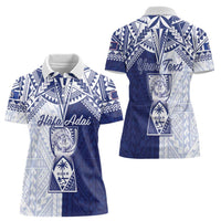 Personalised Northern Mariana Islands And Guam Women Polo Shirt Latte Stone With Tribal Pattern