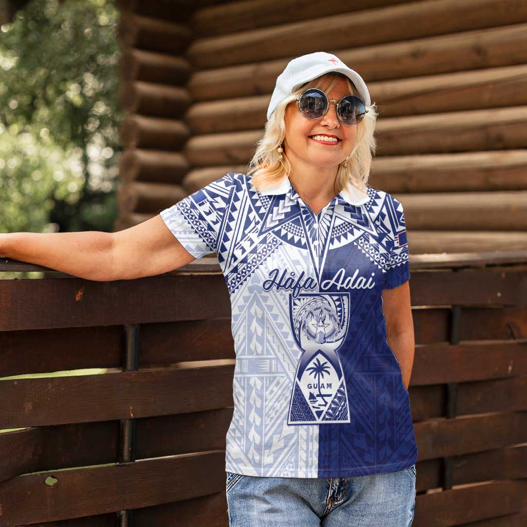 Personalised Northern Mariana Islands And Guam Women Polo Shirt Latte Stone With Tribal Pattern