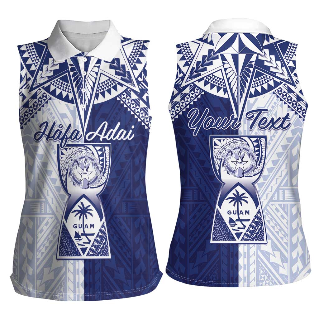 Personalised Northern Mariana Islands And Guam Women Sleeveless Polo Shirt Latte Stone With Tribal Pattern
