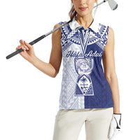 Personalised Northern Mariana Islands And Guam Women Sleeveless Polo Shirt Latte Stone With Tribal Pattern