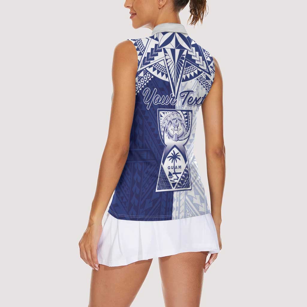 Personalised Northern Mariana Islands And Guam Women Sleeveless Polo Shirt Latte Stone With Tribal Pattern