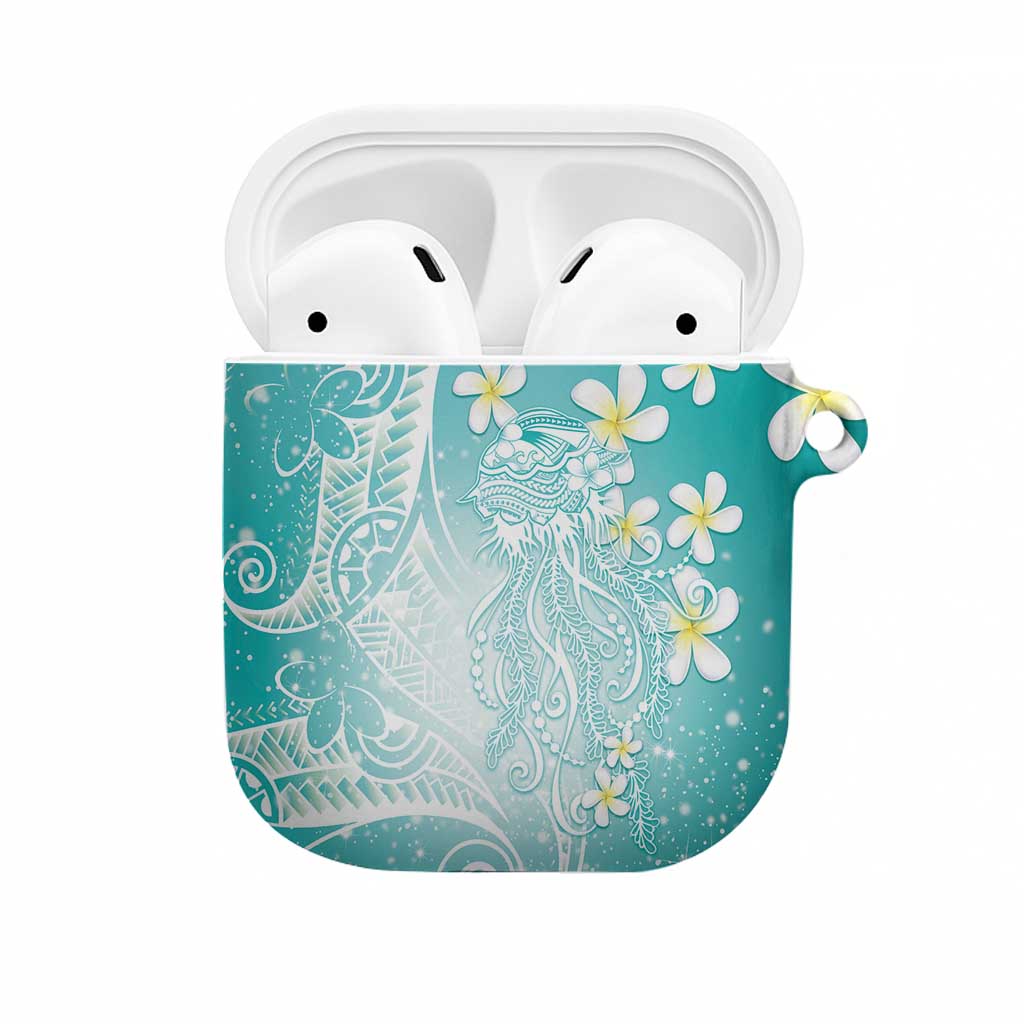 Polynesian Jellyfish AirPods Case With Plumeria Teal LT05 Teal - Polynesian Pride