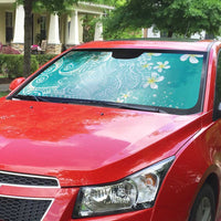 Polynesian Jellyfish Auto Sun Shade With Plumeria Teal